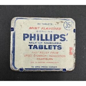 Vtg Medicine Tin Phillip's Milk Of Magnesia 30 Tablets **EMPTY**